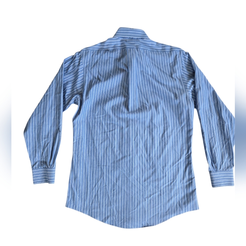 Brooks Brothers Blue and White Stripe Button-Down Dress Shirt 15 - Picture 2 of 7